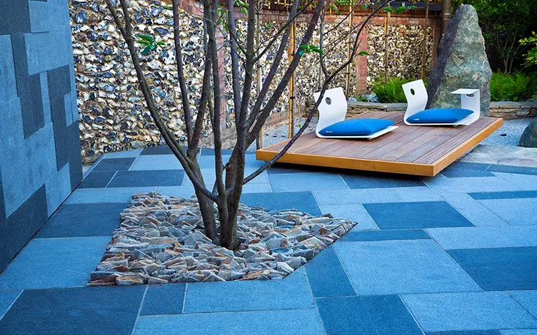 paving wall tree deck