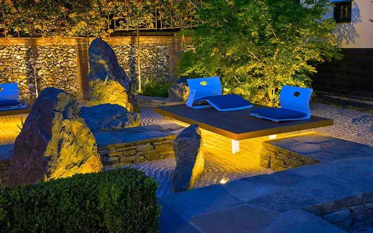 large japanese rock garden design lighting